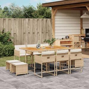 VidaXL Polyrattan Kerti Étkezőgarnitúra - 11 részes - Bézs