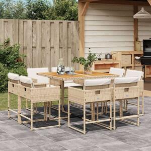 VidaXL Polyrattan Kerti Étkezőgarnitúra - 9 részes - Bézs