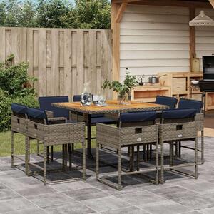 VidaXL Polyrattan Kerti Étkezőgarnitúra - 9 részes - Szürke