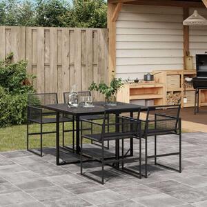VidaXL - 5 Részes Fekete Polyrattan Kerti Étkezőgarnitúra