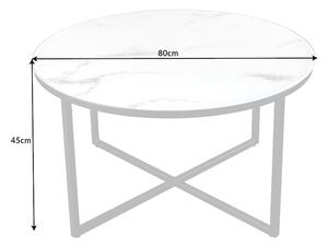 Design dohányzóasztal Latrisha 80 cm fehér - márvány utánzata