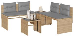 VidaXL Polyrattan Kerti Ülőgarnitúra - 4 Részes - Bézs
