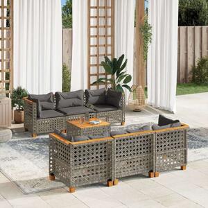 Polyrattan Kerti Ülőgarnitúra - 7 részes - Szürke