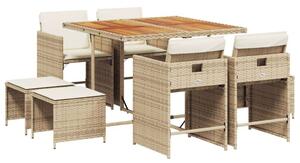 VidaXL Polyrattan Kerti Étkezőgarnitúra - 9 részes - Bézs