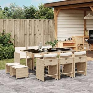 VidaXL Polyrattan Kerti Étkezőgarnitúra - 11 részes - Bézs