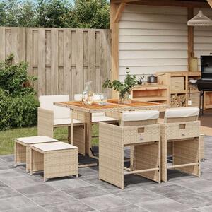 VidaXL Polyrattan Kerti Étkezőgarnitúra - 9 részes - Bézs