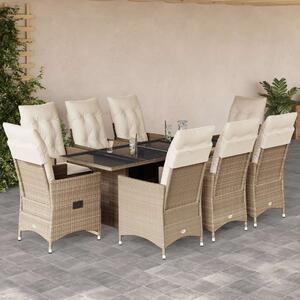 VidaXL Polyrattan Kerti Étkezőgarnitúra - 9 részes - Bézs