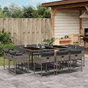 VidaXL Polyrattan Kerti Étkezőgarnitúra - 11 részes - Szürke