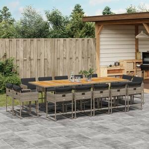 VidaXL 15 Fős Kerti Étkezőgarnitúra - Szürke Polyrattan