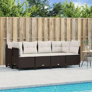 Polyrattan Kerti Ülőgarnitúra - 5 részes - Barna