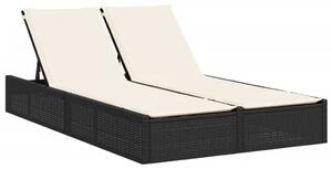 VidaXL Dupla Napozóágy - Polyrattan - Fekete - 200cm