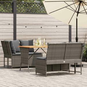 VidaXL 3 részes szürke polyrattan kerti ülőgarnitúra párnákkal