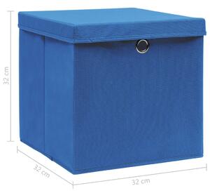 VidaXL 4 db kék szövet tárolódoboz fedéllel 32 x 32 x 32 cm