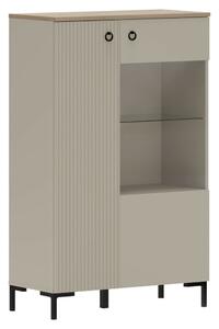 Alacsony vitrin, szürkésbarna Taupe/silverjack tölgy, DOMCA 1D1W/140