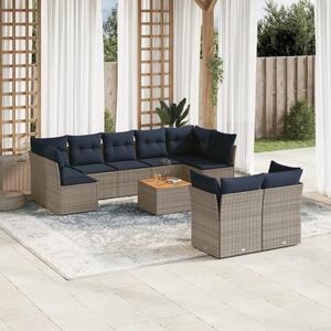 VidaXL 10 részes szürke polyrattan kerti ülőgarnitúra párnával