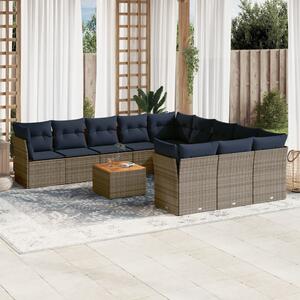 VidaXL 12 részes szürke polyrattan kerti ülőgarnitúra párnákkal