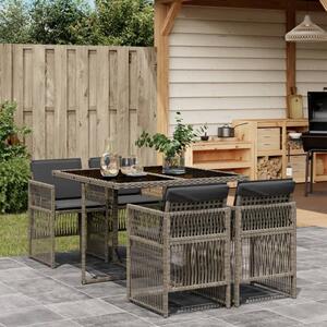 VidaXL Polyrattan Kerti Étkezőgarnitúra - 5 részes - Szürke