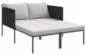 VidaXL Két személyes napozóágy párnákkal, antracit 115x153x69,5 cm acél