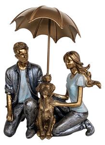 Pár kutyával szobor - Kék - 19 cm