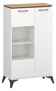 Alacsony vitrin, fehér/evoke tölgy, VELIS 1D1W
