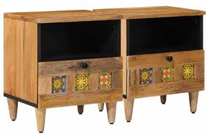 VidaXL Éjjeliszekrény 2 pcs Természetes 40 x 33 x 46 cm Tömör Mangófát