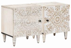 VidaXL Éjjeliszekrény 2 pcs Fehér 40 x 33,5 x 46 cm Tömör Mangófát
