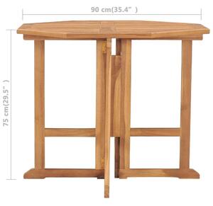 VidaXL összecsukható tömör tíkfa kerti étkezőasztal 90 x 90 x 75 cm