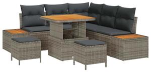 VidaXL Kerti Kanapé Szett párnával tárolóval 8 pcs Szürke Poli rattan