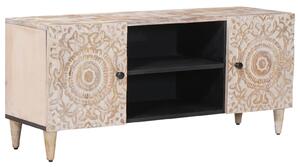 VidaXL TV szekrény tárolóval Fehér 105 x 33,5 x 46 cm Tömör Mangófát