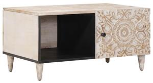 VidaXL Dohányzóasztal Fehér 80 x 50 x 40 cm Tömör Mangófát