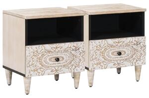 VidaXL Ágytároló szekrény 2 pcs Fehér 40 x 33 x 46 cm Tömör Mangófát