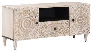 VidaXL TV szekrény fiókkal Fehér 105 x 33,5 x 46 cm Tömör Mangófát