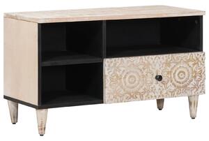 VidaXL TV szekrény fiókkal Fehér 80 x 33,5 x 46 cm Tömör Mangófát