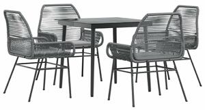 5 részes szürke polyrattan üveg kerti étkezőgarnitúra párnával