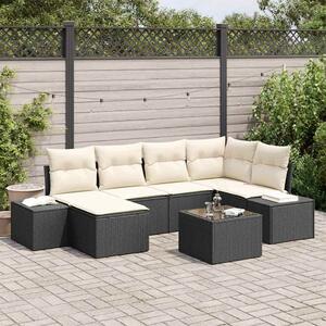 Kerti Kanapé Szett 7 pcs Fekete és krémszínű 264 x 154 x 85 cm