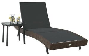 VidaXL Napozóágy asztallal 2 pcs, 40 x 40 x 40.5 cm, Barna, fekete