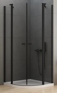 New Trendy New Soleo Black zuhanykabin 90x90 cm félkör alakú fekete félmatt/átlátszó üveg K-0539