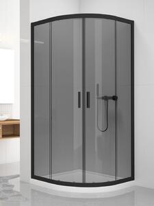 New Trendy New Varia Black zuhanykabin 90x90 cm félkör alakú fekete félmatt/átlátszó üveg K-0566