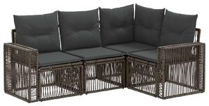 VidaXL Kerti Kanapé Szett 4 pcs Szürke és sötétszürke polirattan