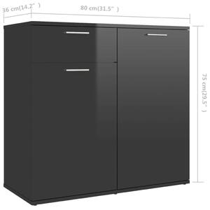 VidaXL magasfényű fekete forgácslap tálalószekrény 160 x 36 x 75 cm