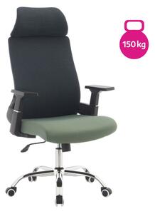 Irodai szék, sötétszürke/zöld/króm, teherbírás 150 kg, HOLGER
