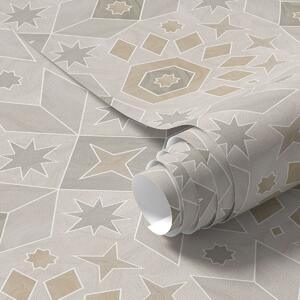 Tapéta Geometrikus mozaikminta meleg bézs színekben, Absztrakt tapétá, a00606 : Uwalls.hu