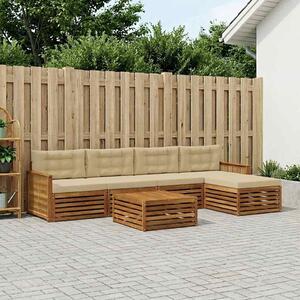 VidaXL Kültéri kanapé szett párnával 6 pcs Természetes és bézs