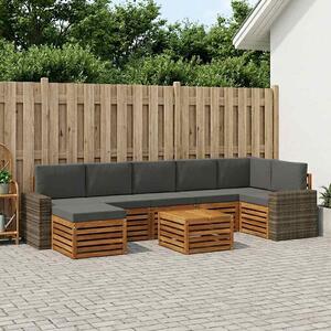VidaXL Kültéri kanapé szett párnával 8 pcs Természetes és antracit