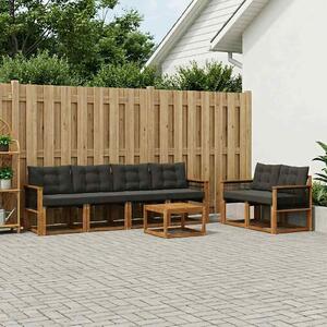 VidaXL Kültéri kanapé szett párnával 7 pcs Természetes és Fekete