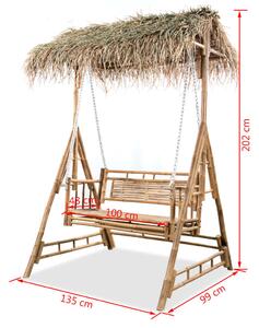 VidaXL kétszemélyes bambusz hintapad pálmalevelekkel 202 cm