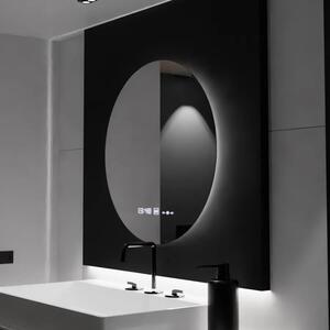 Kerek LED Tükör, 80cm, Serenite MotionGlow Marcello, Páramentesítő Rendszer, Óra és Hőmérő, Szabályozható Fényerő