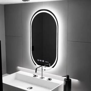 Ovális LED Tükör, 60x80cm, Eminence MotionGlow Marcello, Páramentesítő Rendszer, Óra & Hőmérő, Szabályozható Fényerővel