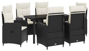 VidaXL Kanapé Asztal Készlet párnával 7 pcs Fekete és krémfehér