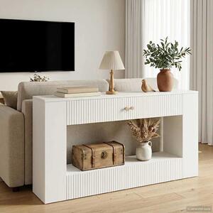 VidaXL Konzolasztal Magasfényű Fehér 155 x 29 x 74 cm Mérnöki fa